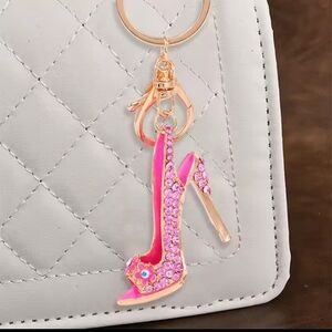 Elegant Crystal Stiletto Keychain Sparkling Shoe Charm Key Ring Bag PendantWomen